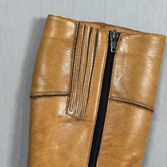 Chandler’s Campus Boots Knee High Tan Leather Vtg 70s 80’s Riding Sz 6.5 Camel - Picture 5 of 16
